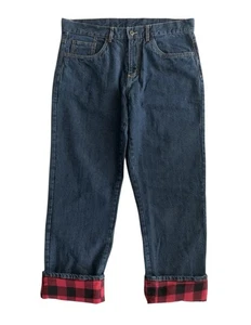 Jeans Adventuridge foderati in flanella gamba dritta vestibilità denim scuro 36x32 effettivi 36x30 - Foto 1 di 8