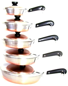 REVERE WARE PRE 68 PFANNEN 10 STCK. - GROSSE 12 ZOLL PFANNE & FLACHE SEITE 7 ZOLL ALLE DECKEL - Bild 1 von 21