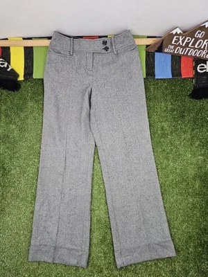 ann taylor wide leg dress pants trouser size 6 gray tweed wool blend career work - Image 1 of 4