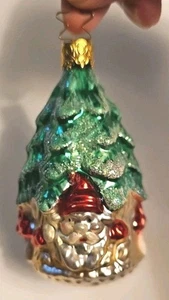 Welt Weihnachtsschmuck Glas Weihnachtsmann & Kröte Hocker mattiert 3"-4" W. Germany  - Bild 1 von 8