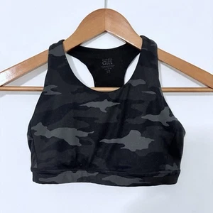 Athleta Girl Speed Racer Sports Bra Size 10/12 Girls Camo Black Gray - Picture 1 of 4