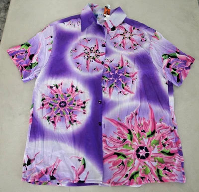 复古 Jean Paul Gaultier Soleil 100% 薄棉意大利衬衫印花 S 码 — 第 1/4 张图片