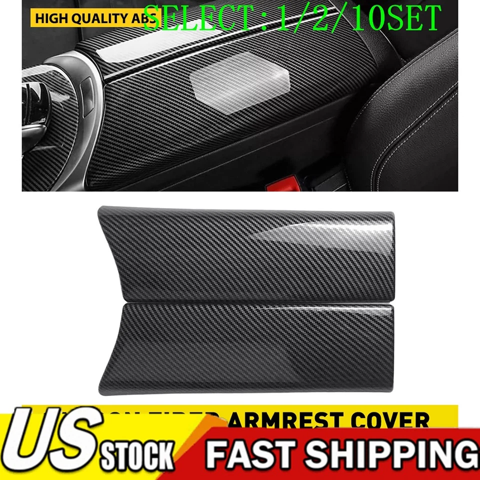 Carbon Fiber Sport Trim Armrest Box Cover For Mercedes Benz C W205 2015-20 1~10X Foto 1 de 4