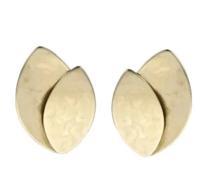 Pendientes perforados vintage firmados por Marjorie Baer MB SF 1" hojas en capas de latón  - Imagen 1 de 4