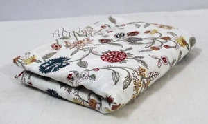 White Multi Floral Printed Cotton Fabric Dressmaking Voile Running Fabric 10 YD - Foto 1 di 8
