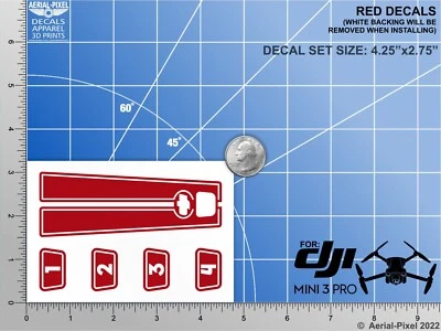 DJI Mini 3 Pro Racing Stripes With Battery Decals Number #1-4 Sticker Skin - Image 1 of 4