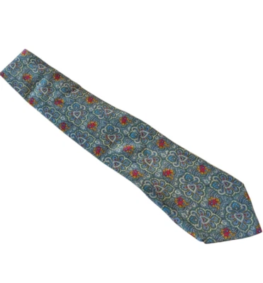 BRUNO FERRARI Neck Tie Mens Silk Teal Green Floral Designer Preppy Made In Italy - Image 1 of 4
