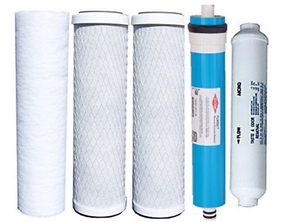 Juego de filtros de repuesto de ósmosis inversa de vatios 5 piezas con Filmtec 50 GPD Foto 1 de 2