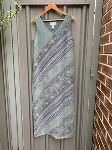 NORTON MCNAUGHTON Women’s Size M Maxi Long Dress Peasant Green Floral Boho - Picture 1 of 7