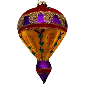 Varsovia Multi-Color Glass Christmas Onion Dome Hot Air Balloon Ornament NEW - Picture 1 of 9