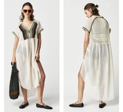 Vestido de banho Free People grande Kelly crochê maxi top capa - Imagem 1 de 4