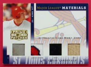 2005 Prime Patches J.D. Drew B-H-J-SH 006/102 Major League Material Quad Swatch