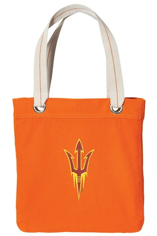 Arizona State Tote Bag ASU Sun Devils Tote BRIGHT ORANGE 100% COTTON CANVAS Cover