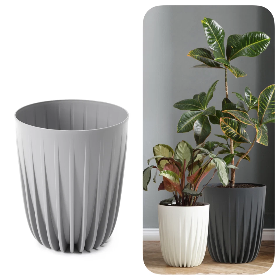 Blumentopf Rund Übertopf Pflanztopf sehr DEKORATIV Struktur 5 Farben 4 Größen - Bild 1 von 4