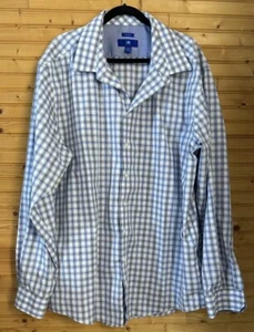 Egara Non-Iron Men's Check Plaid Tall Shirt Size 3XLT Gray Blue & White - Picture 1 of 13