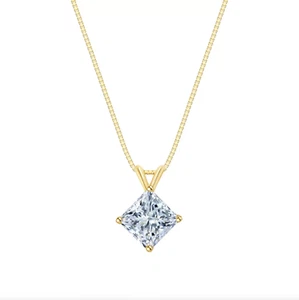 Collar de diamantes cultivados IGI E/VVS 2 quilates de oro amarillo de 14 quilates de oro amarillo - Imagen 1 de 1