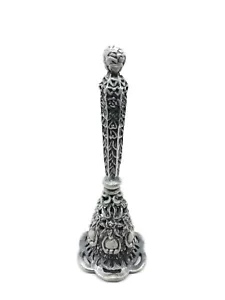 Vtg Mussie Tussie Pewter tone Victorian Wedding Bouquet holder gothic rose 6 1/4 - Bild 1 von 5