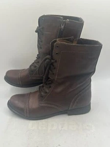 Steve Madden Troopa Combat Boot Women's Sz 11M Brown Leather 904 2819 - Picture 1 of 8