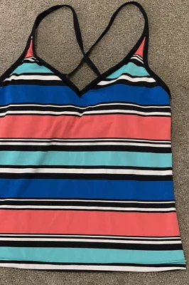 Traje de baño Jag Tankini Top para mujer pequeño traje de baño Top azul coral rayas divertido Foto 1 de 4