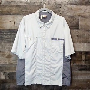 Merrell Opti Light Gray Short Sleeve Button Up Fishing Shirt Mens Extra Large - Picture 1 of 13