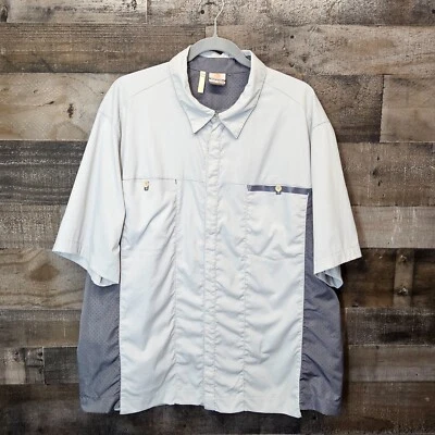 Merrell Opti Light Gray Short Sleeve Button Up Fishing Shirt Mens Extra Large - Image 1 of 4