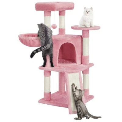 Kratzbaum 107cm Katzenkratzbaum stabil Katzenbaum Kletterbaum mit Sisal Plüsch - Bild 1 von 4