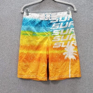 Mossimo Supply Boys Swimwear Large Yellow Logo Swim Trunks Surf d - Picture 1 of 9