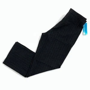 Haggar Womens Gloria Dress Pants Black Chalk Stripe High Rise Stretch 14 New - Picture 1 of 10
