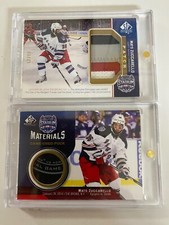 2) 2014 SP Game Used Stadium Series Materials Puck Jumbo Patch Mats Zuccarello
