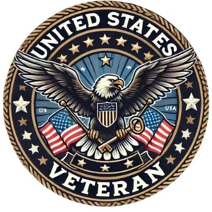 United States Veteran American Flag Eagle 8"x 8" Waterproof Metal Wall Art Sign - Picture 1 of 5