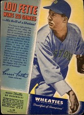 1938 WHEATIES LOU FETTE 10 FAIR SERIES 10 BASEBALL BOSTON BEES