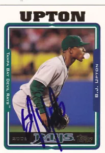 MELVIN B.J. UPTON TAMPA BAY RAYS SIGNED 2005 TOPPS CARD PADRES BRAVES BLUE JAYS - Picture 1 of 1