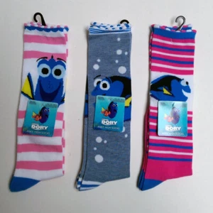 3 PAIR DISNEY FINDING DORY Knee High Socks Kids Girls Socks 6-8 Shoe Size 10.5-4 - Picture 1 of 5