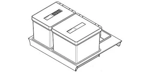 TECNOINOX Bidoni Raccolta Differenziata Cassettoni 12 + 17 Litri 60 cm Grigio T2