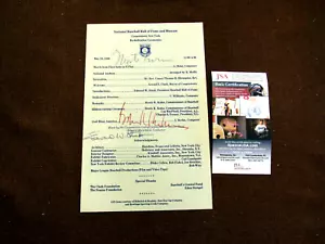 BOWIE K. KUHN ROBERT W. STACK MONTE IRVIN SIGNED AUTO VINTAGE HOF FLYER JSA - Picture 1 of 3