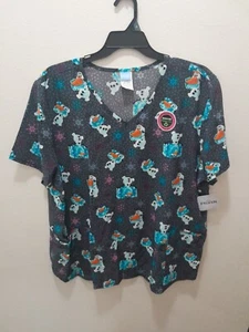 Womens Disneys Frozen Size 3X V-neck Holiday Medical Scrub Top Shirt  NWT - Picture 1 of 3