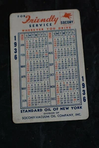 Calendario Mobilgas 1935/6 SOCONY Friendly Service - Imagen 1 de 2