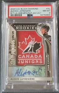 2020-21 UD Black Diamond Rookie Team Logo Alexis Lafreniere Auto /25 PSA 8 - Bild 1 von 2
