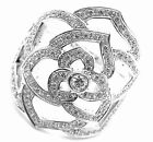 Authentic! Piaget 18K White Gold Diamond Rose Flower Ring
