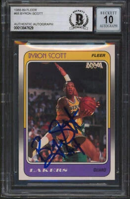 Byron Scott Signed 1988-89 Fleer #68 - Autograph Graded Beckett (BGS) 10 - Image 1 of 2