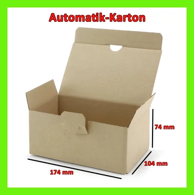 ✅Automatik-Karton Faltkarton Verpackungskarton Versandschachtel 174x104x74mm - Bild 1 von 3