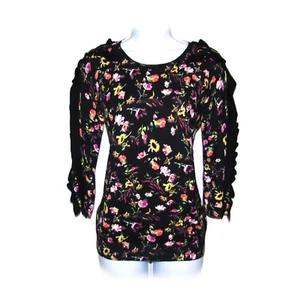 Philosophy Damenpullover schwarz Blumen Größe Small schwarz Rüschendetail - Bild 1 von 12