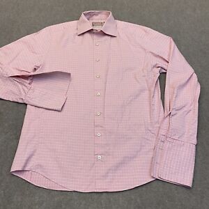 Thomas Pink Button Up Shirt Size 15 - 38 Pink Striped French Cuffs Long Sleeve 
