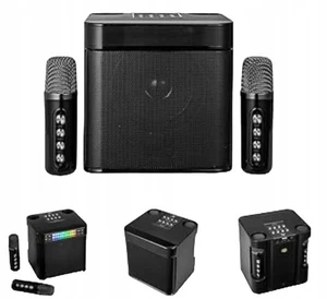 Bluetooth Karaoke Machine Portable Party Lights Mics LED Light Speaker Songs MP3 - Picture 1 of 12