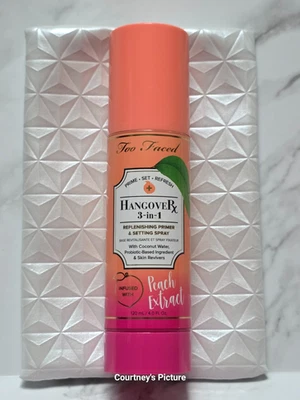 Too Faced ПЕРСИКОВЫЙ ЭКСТРАКТ HangoveRx восполняющий праймер и спрей для установки (4 унц.) - Изображение 1 из 4