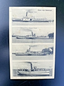 Postkarte - Gruss vom Ammersee - mit 4 Dampfern - um 1920 - Picture 1 of 2