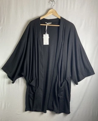 Grace Karin Black Kimono Cardigan NWT Sz M Open Front Lightweight Dolmon Sleeve - Image 1 of 4