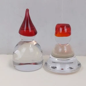 Hadeland Norway Glass Gnome Figurines Red Scandinavian Art Glass Decor Broken  - Picture 1 of 6