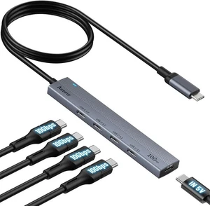USB C Hub 10Gbps, 4 Port USB 3.2 Gen 2 Hub, USBC to USB-C Hub with -C Power Port - Picture 1 of 6
