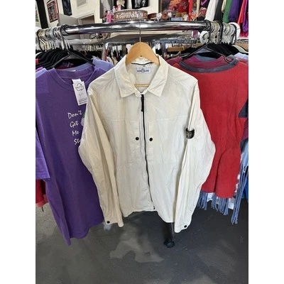 Vintage Stone Island Cream Colored Full Zip Collared Patch Nylon Jacket Size XL - Image 1 of 4